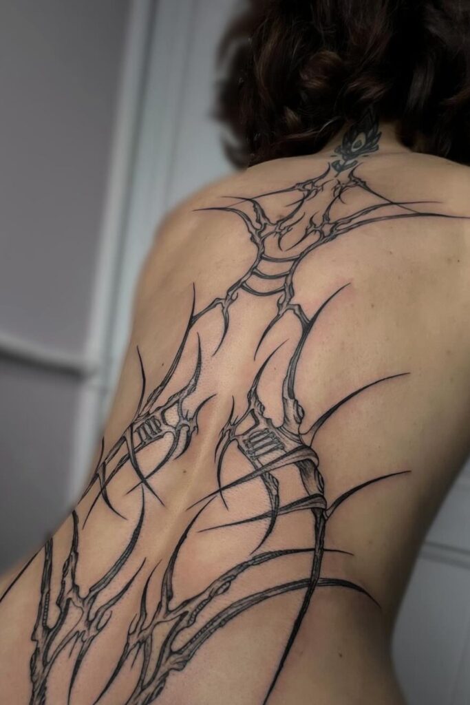 Dark Feminine Back Tattoos